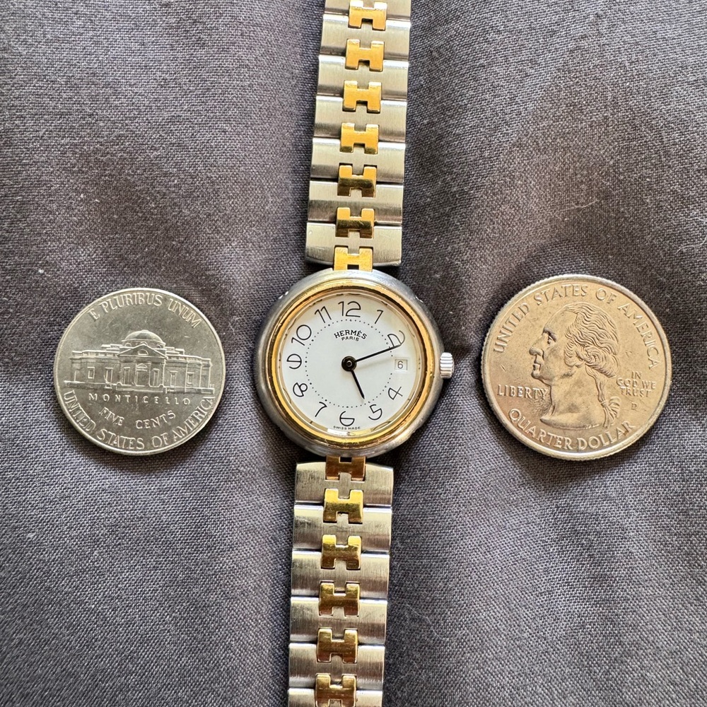 Hermès Two-Tone Steel and Gold Link Wristwatch - Picture 8 of 8
